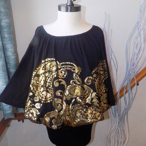 NWT MUZZANGBEE Black & Gold Abstract Print Size Small